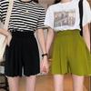 Women Breezy Pleated Shorts Summer Loose-Fit High Waist Elastic Comfortable Wide Leg Casual Shorts