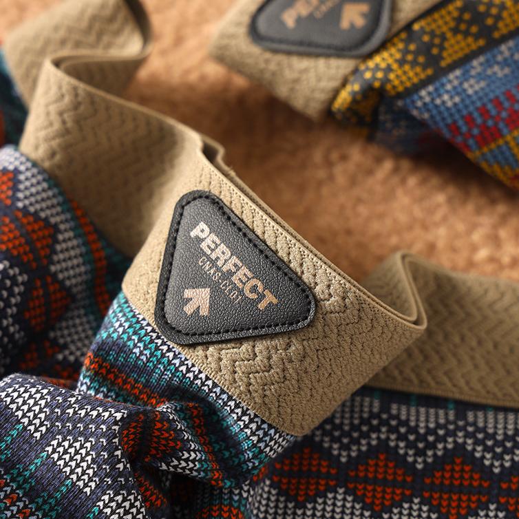 3pcs Summer Trend Breathable Men's Underwear Ethnic Retro Flat Underwear Men's Mid Waist Four Corner Shorts Boxer Brief