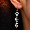 Niche Style Earrings 1 Pair Acrylic Halloween for Women, Triple Skulls Drop Dangle Hand Painted Skull Jewelry Earrings, Gothic Gifts Holiday