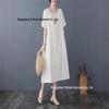 2025 Retro Women's Jacquard Pocket Dress - Slimming Cotton Linen