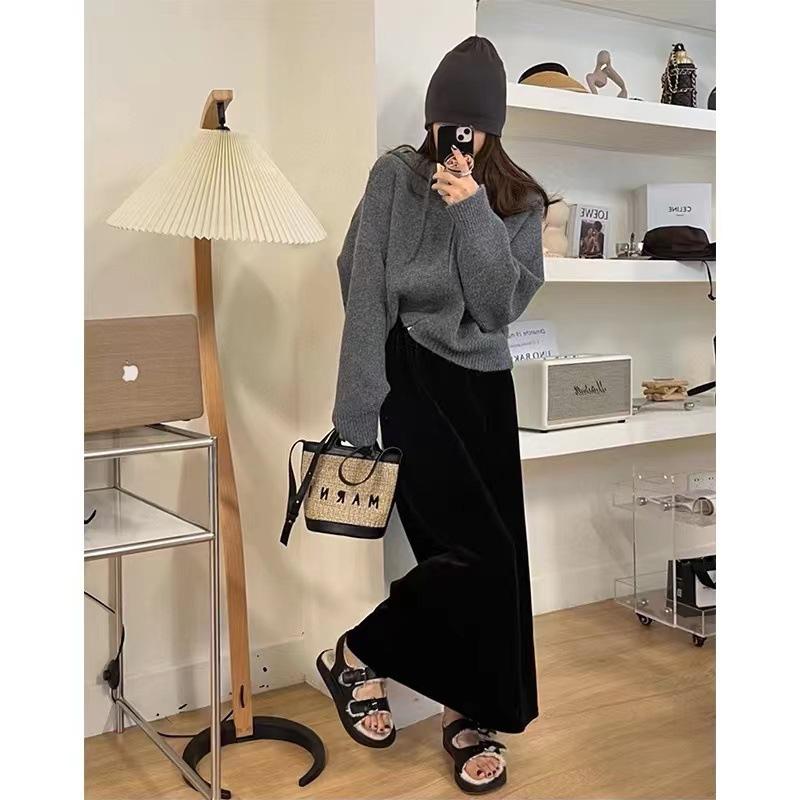 

Новый дизайн вязаный кардиган на молнии с капюшоном женский осенне-зимний новый свободный повседневный короткий свитер-жакет One size темно-серого