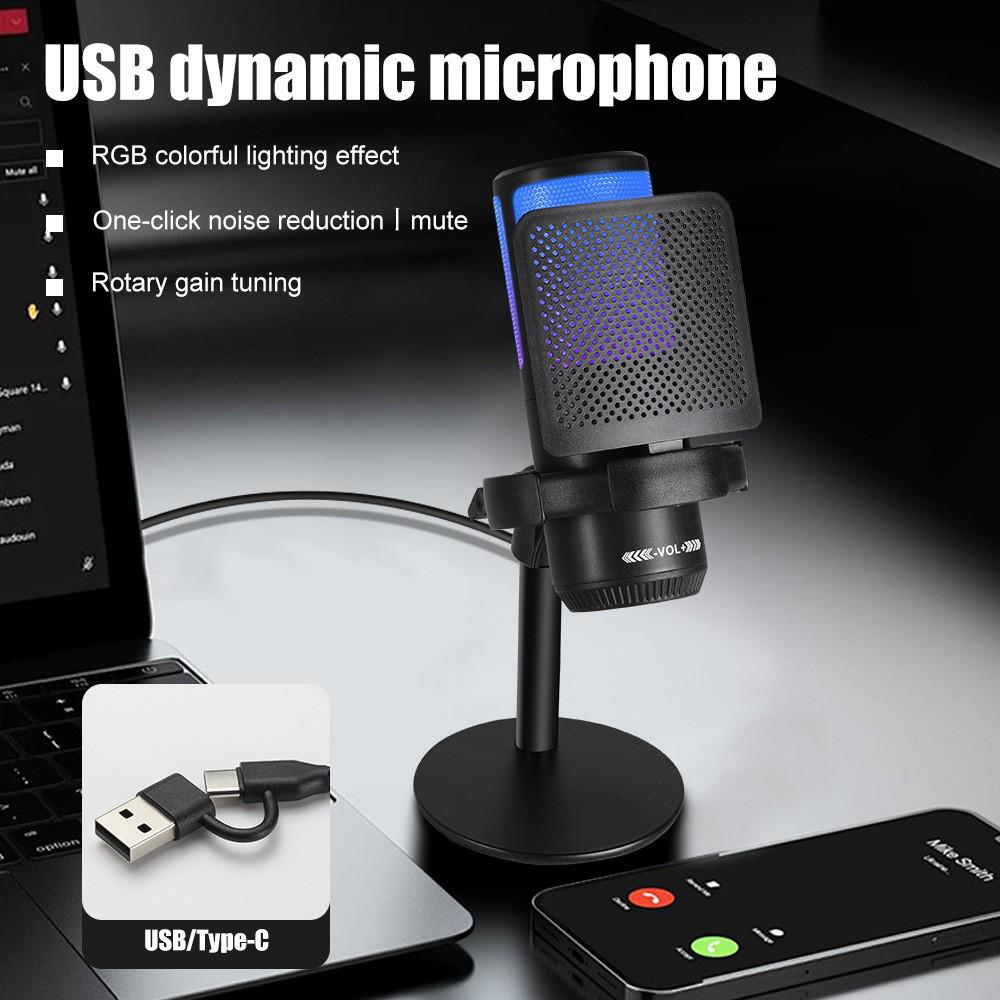 MS15 RGB Gaming E-Sports USB Microphone: Colorful Live Streaming Condenser Mic for Singing & Computer Use