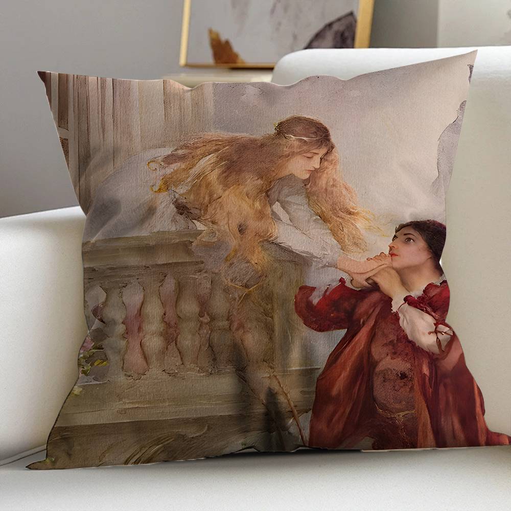 Classic Renaissance Art Painting Maple Design Cushion Cover Happy Autumn Harvest Decor Holiday Decorati Pillow Cover