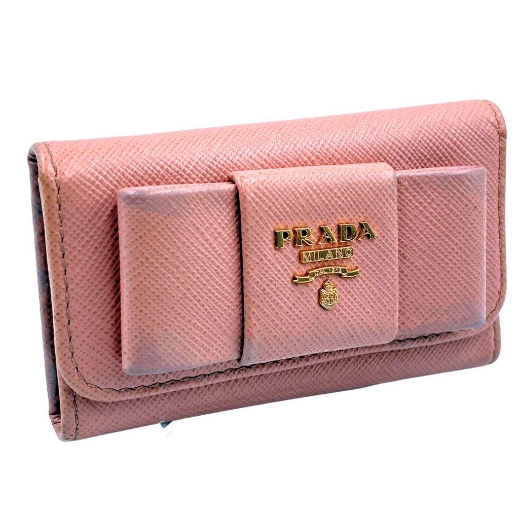 Used PRADA Prada 6-ring Key Case Ribbon Saffiano Pink