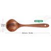 Wooden Soup Spoon 10Inch Teak Soup Ladle Natural Wood Serving Spoon Long Handle Deep Scooper Cooking Soup Spoon Kitchen Supplies