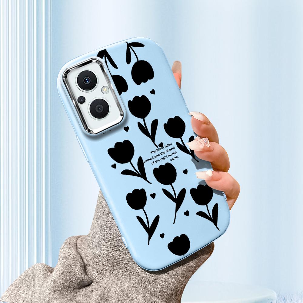 Für Vivo V23 V25 V27 V29 V30 Y27S Y28 Y33S Y36 Infinix Hot30I Hot40 Tecno Spark20 Cartoon Schwarze Katze Silberner Rand Weiche Flüssigsilikon Schutzhülle