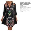 Women's Boho Floral Mini Dress Fall Long Sleeve V Neck Flowy Wedding Guest Dress Casual Beach Vacation Outfits