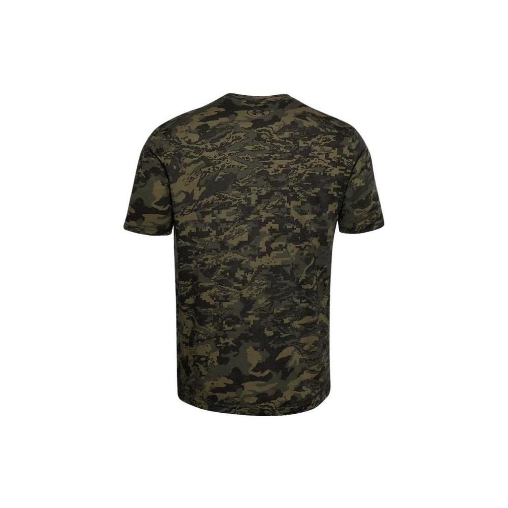 Under Armour Camo Crew Neck Running Training T-Shirt Men Tops Green 1357727-310