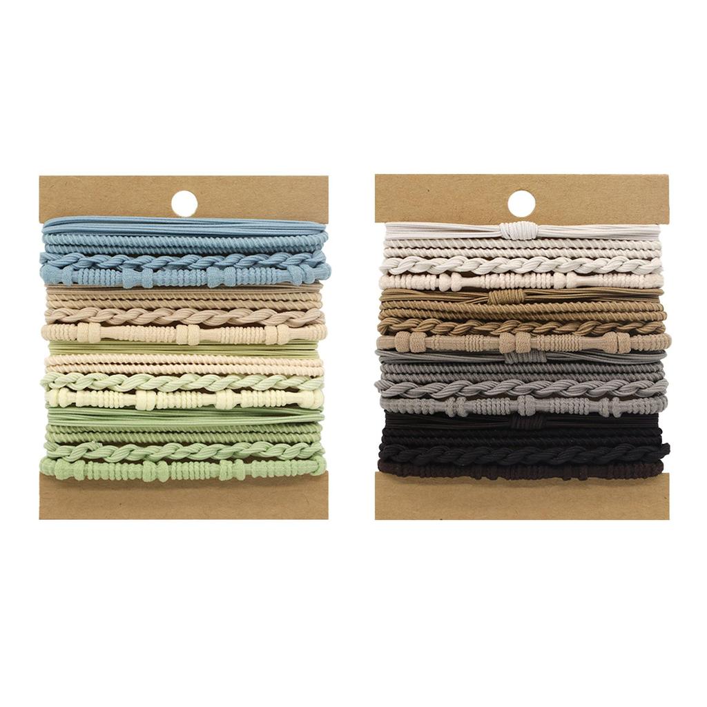 Bohemian 24-Piece Hair Ties Set - High Elastic Elegant Ponytail Accessories & Bracelets