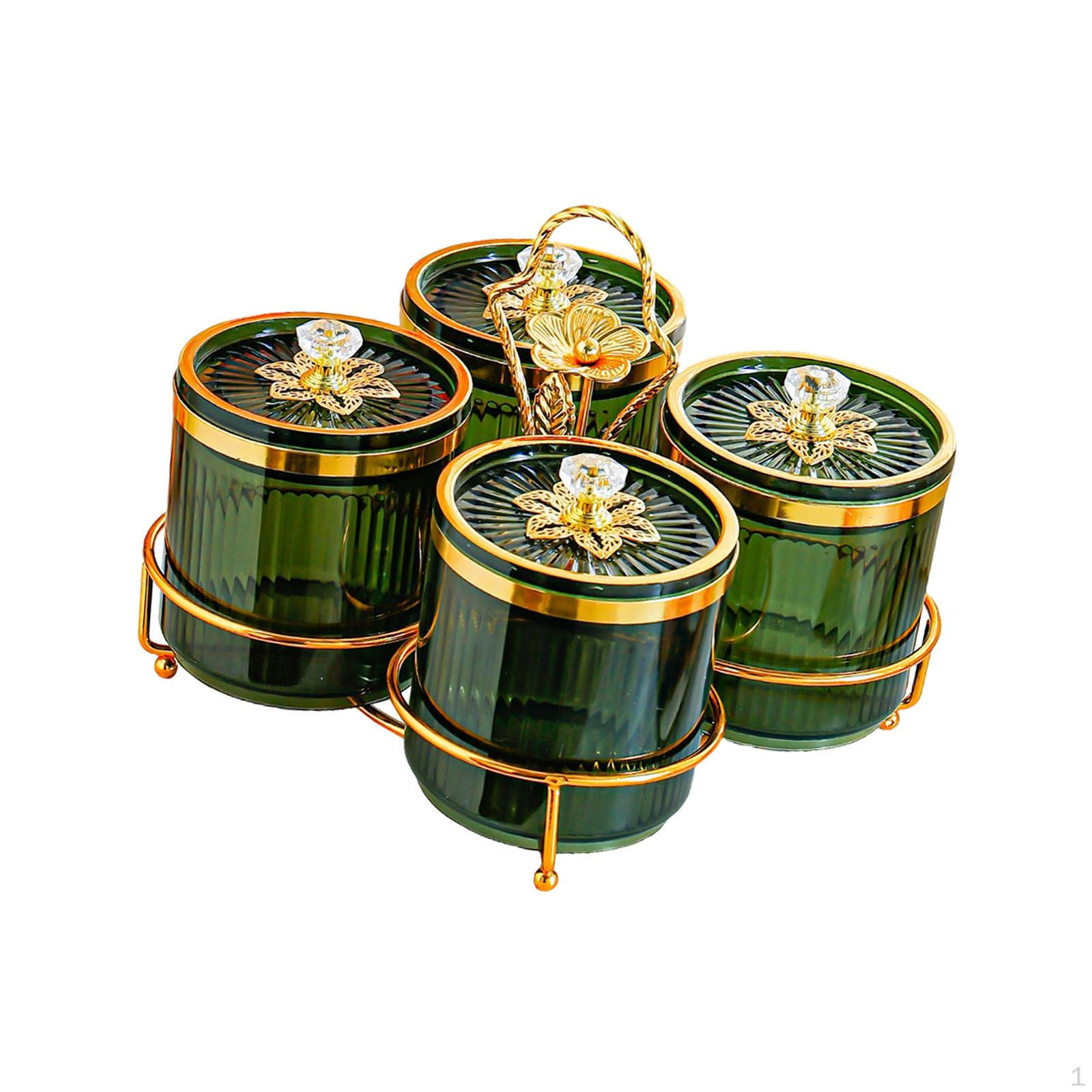 

Condiment Bowl Set with Divided Snack Serving Bowls, Fruit Platter, Storage Box Lid for 4 Grid green