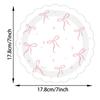 10pcs Pink Color Bow Themed Party Decoration Paper Plates Bow Shape Napkins  Bachelorette Party