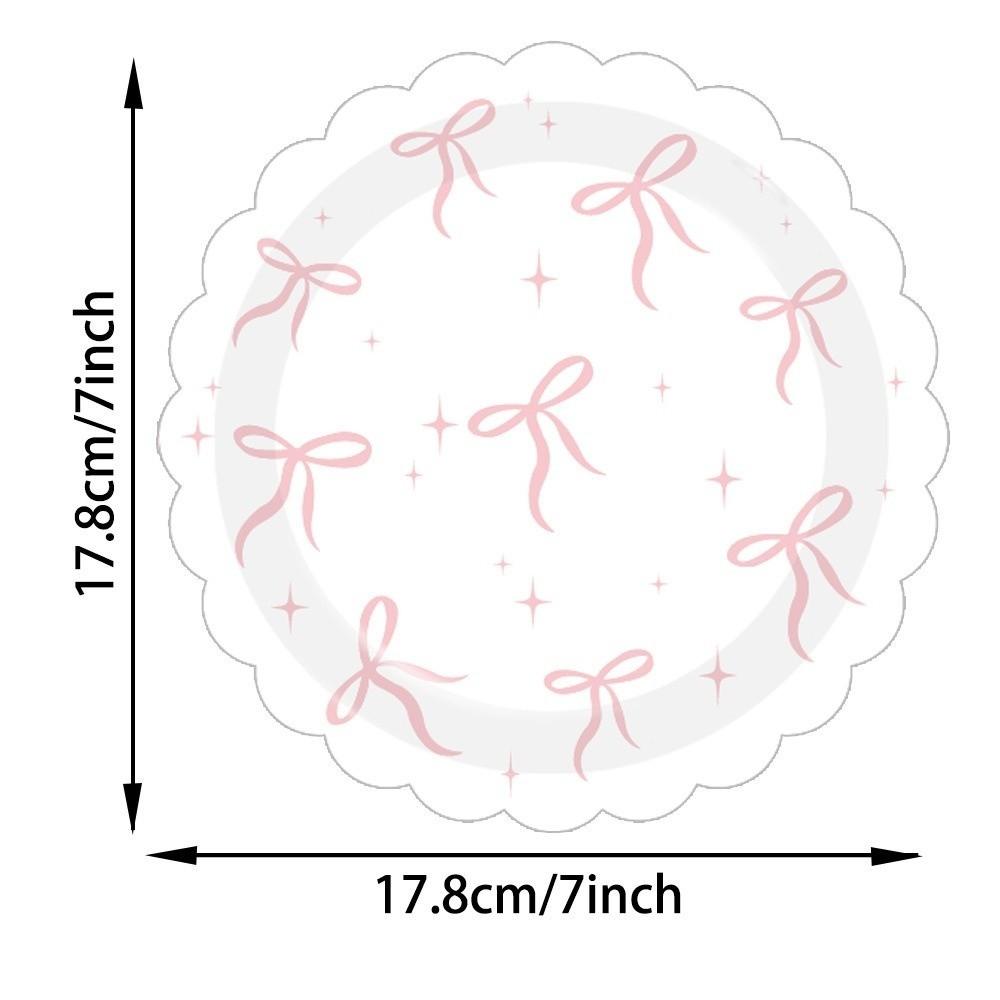 10pcs Pink Color Bow Themed Party Decoration Paper Plates Bow Shape Napkins Bachelorette Party
