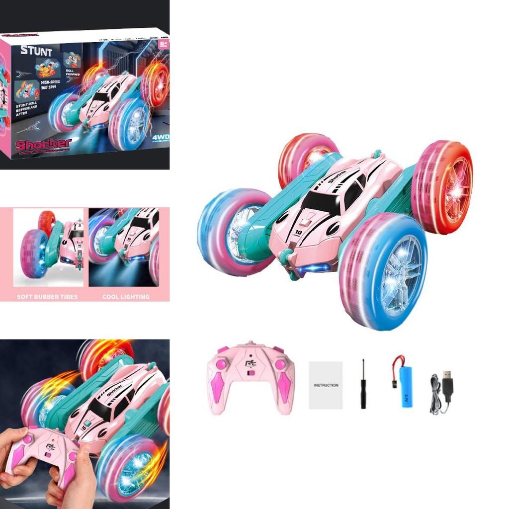Amazing Colorful Remote Control Stunt Car With Light Up Wheels For Kids Fun