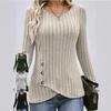 Women's Fashion Casual Solid Color Print Long Sleeve O Neck Blouses & Shirts