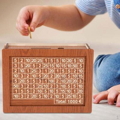 Portamonedas de madera clásico con contador digital para ahorrar