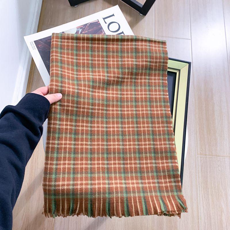 Women's Faux Cashmere Plaid Scarf - Korean Style, Thick & Warm Autumn/Winter Shawl