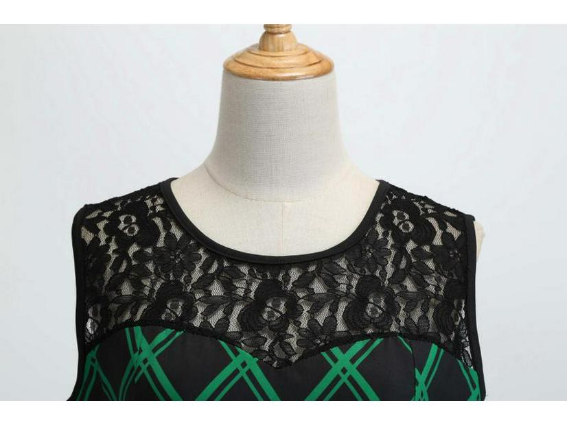 Vintage Sleeveless Lace Stitch Big Swing Dress