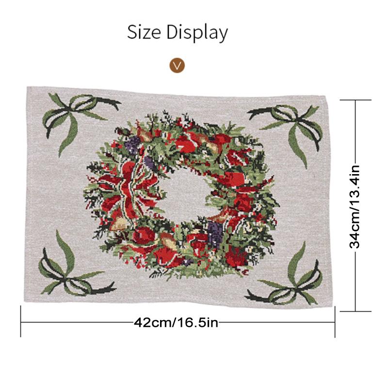 Christmas Table Mat,42x34cm Santa Napkin Cloth Napkins Tablecloth,Non Slip Seasonal Fabric Placemat,Festival Decorative Coaster
