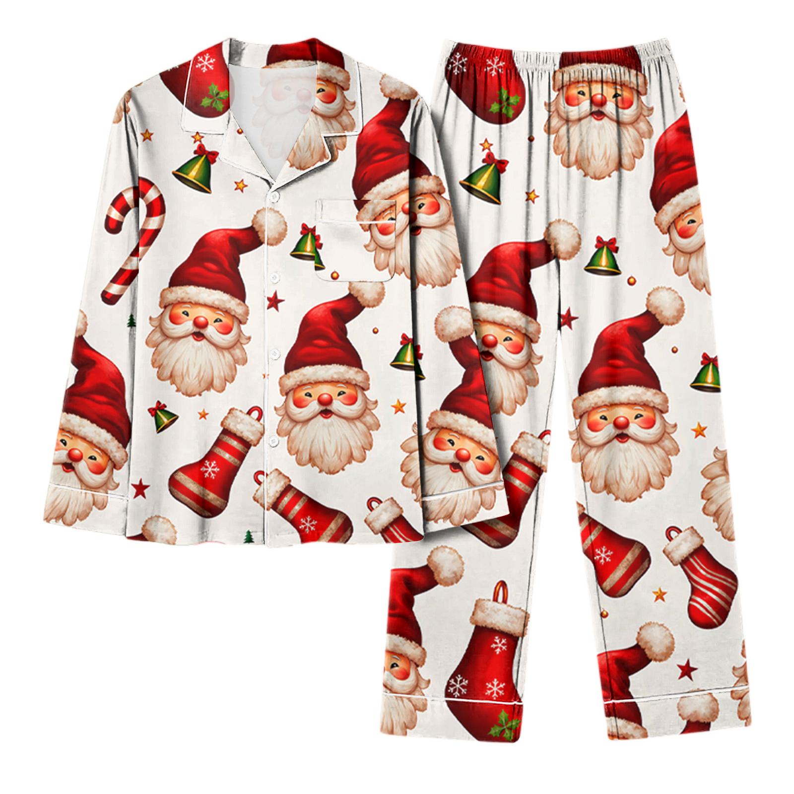 

Женский повседневный модный комплект для дома с длинным рукавом и брюками с рождественским принтом XL