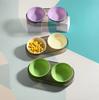Transparent ins wind macaron color cat and dog feeding bowl water food integrated cat and dog eating utensils anti-overturning double bowls for pets