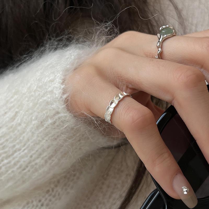 S925 Sterling Silver Bamboo-Inspired Jade Ring for Women - Fashionable and Versatile Design