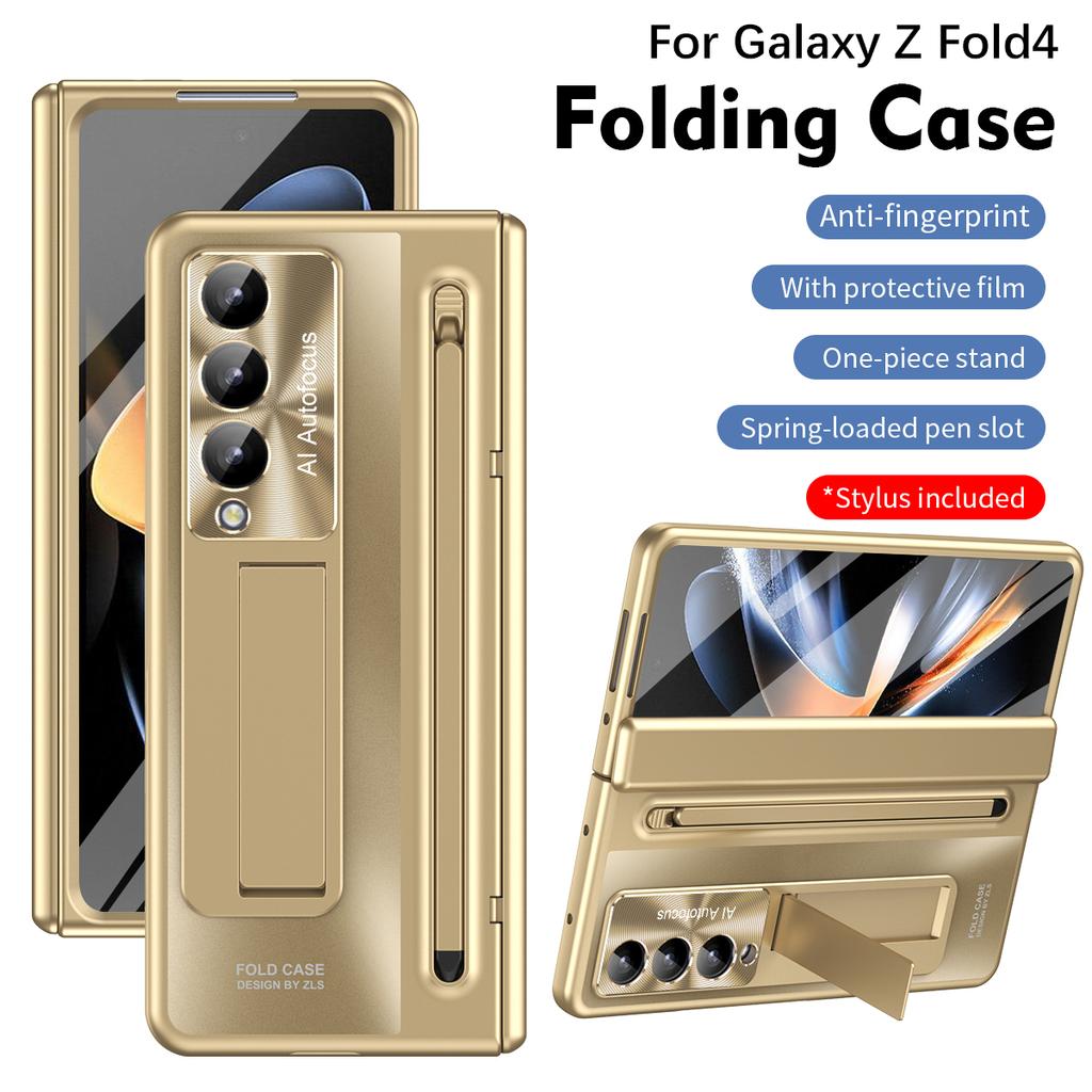 S-Pen Slot Folding Phone Case, Shockproof Built-in Bracket Fashion Design Cover for Samsung Galaxy Z Fold 4 5 6 7