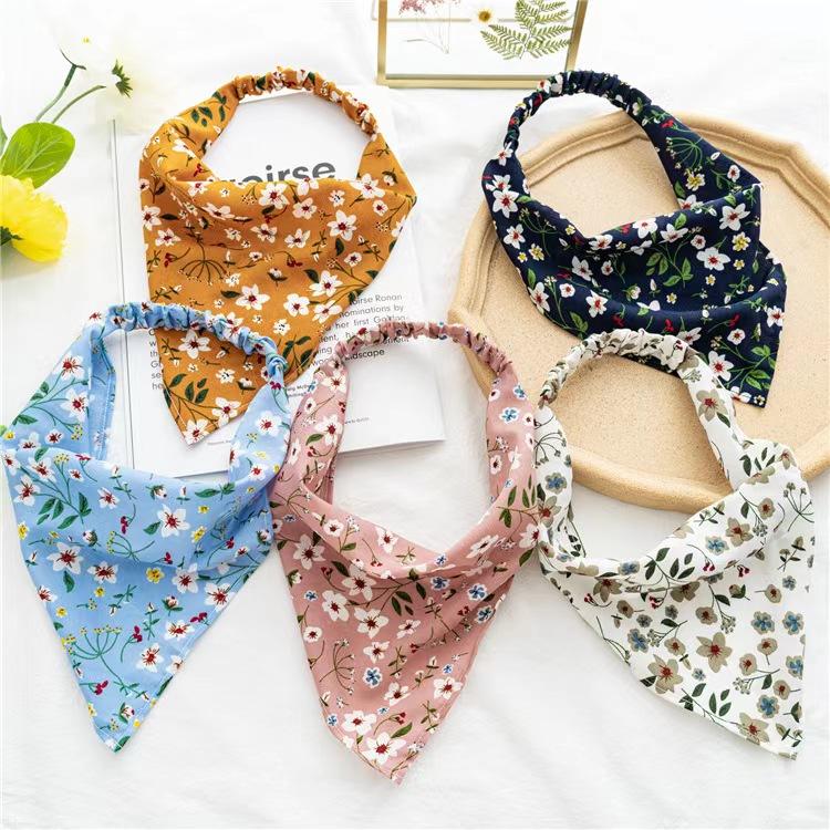 Sciarpa per capelli con stampa estiva Scrunchies Bandane triangolari vintage Fascia per capelli Fasce elastiche per capelli Accessori per capelli avvolgenti