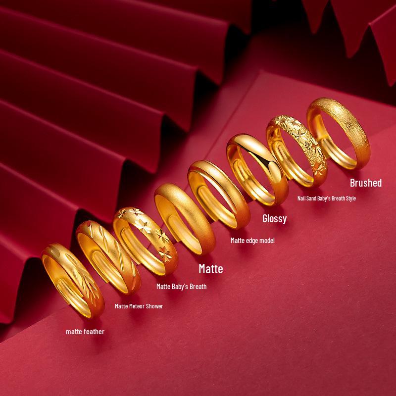 Вьетнамский песочный золотой метеоритный душ Регулируемое латунное кольцо-перо для мужчин и женщин