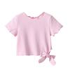 Sommarbaslinne för flickor Barn Koreansk med volang Kant Topp Bebis Enfärgad Casual T-shirt+kjol Tvådelat Set