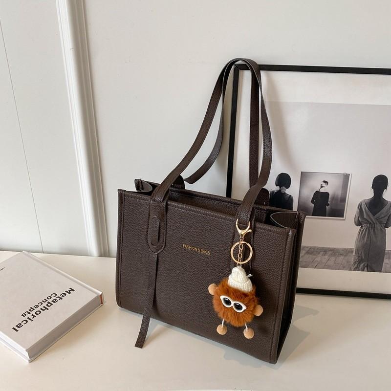 

Trendy Casual Pu Tote Bag For Women Retro Simple Style With Spacious Interior In Multiple Colors Coffee,Without Pendant