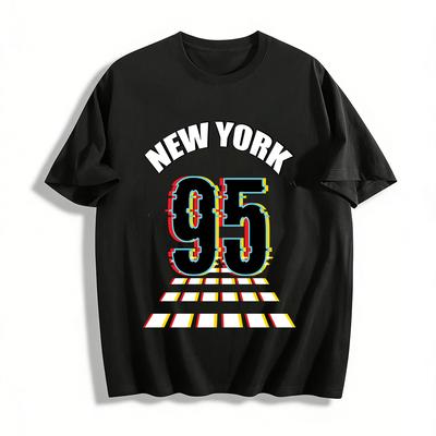 New York 95 Graphic Print Retro Casual Unisex Short Sleeve T-Shirt Pure Cotton T-shirt