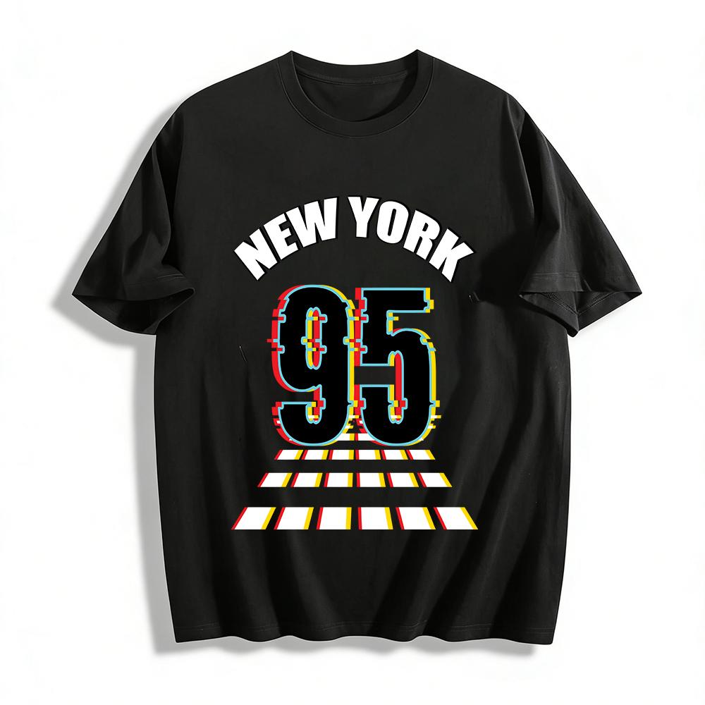 New York 95 Graphic Print Retro Casual Unisex Short Sleeve T-Shirt Pure cotton T-shirt XXS
