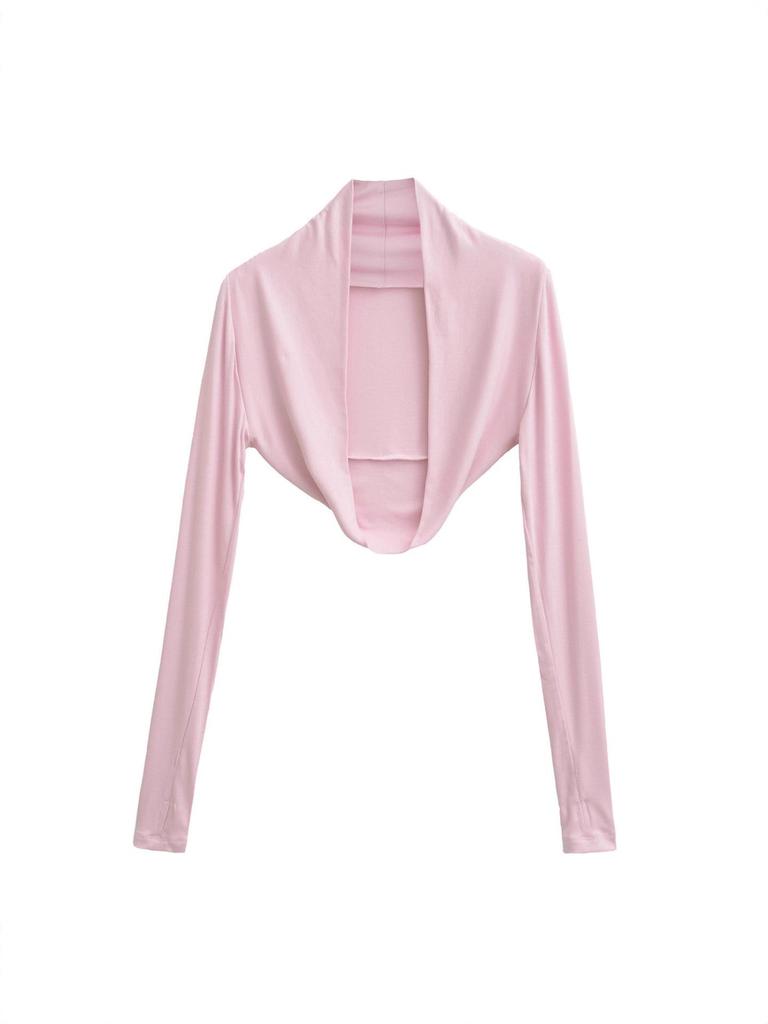 Damen Spicy American Langarm Cropped Sport-Strickjacke mit Daumenloch für Yoga und Tanz