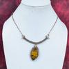 Tiger's Eye Gemstone Necklace Copper Wire Wrapped Adjustable Chain Necklace