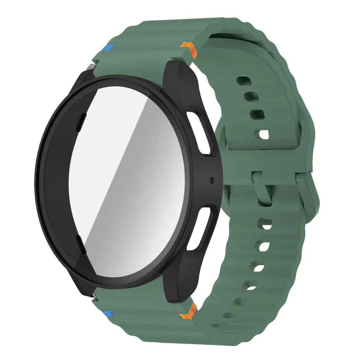 

Case+Strap for Samsung Galaxy Watch 7 6 5 4 40mm 44mm Silicone Bracelet Band Tempered Glass Screen Protector Film Bumper Cover Watch 4 5 44mm