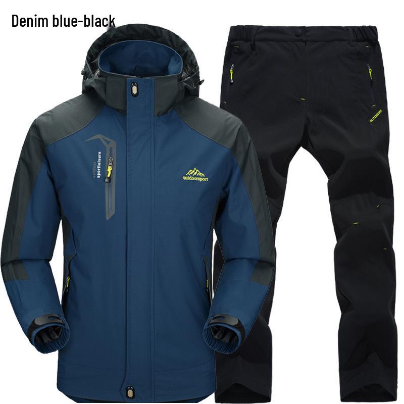 Unisex Windproof & Waterproof Jacket and Pants Set for Spring/Autumn – Ideal for Mountaineering