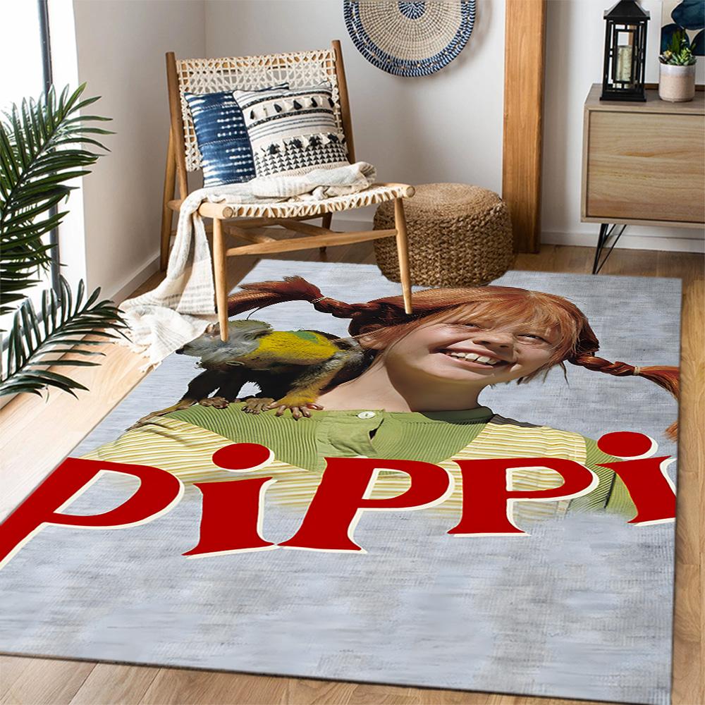 Tappeti Antiscivolo a Tema Avventure di Pippi Calzelunghe - Arredamento per la Casa in Poliestere, Adatti per Camere da Letto, Soggiorni, Ingressi, Studi e Decorazioni