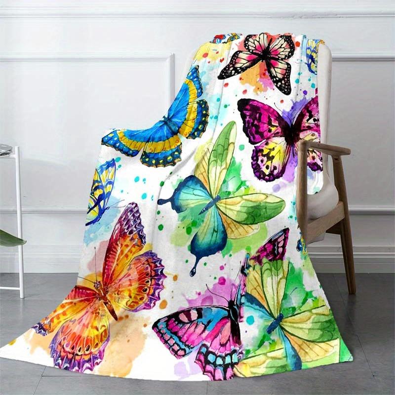 Butterflies Blanket Soft Warm Throw Blanket Nap Blanket For Couch Sofa Office Bed Camping Travel Multipurpose Gift Blanket For All Season