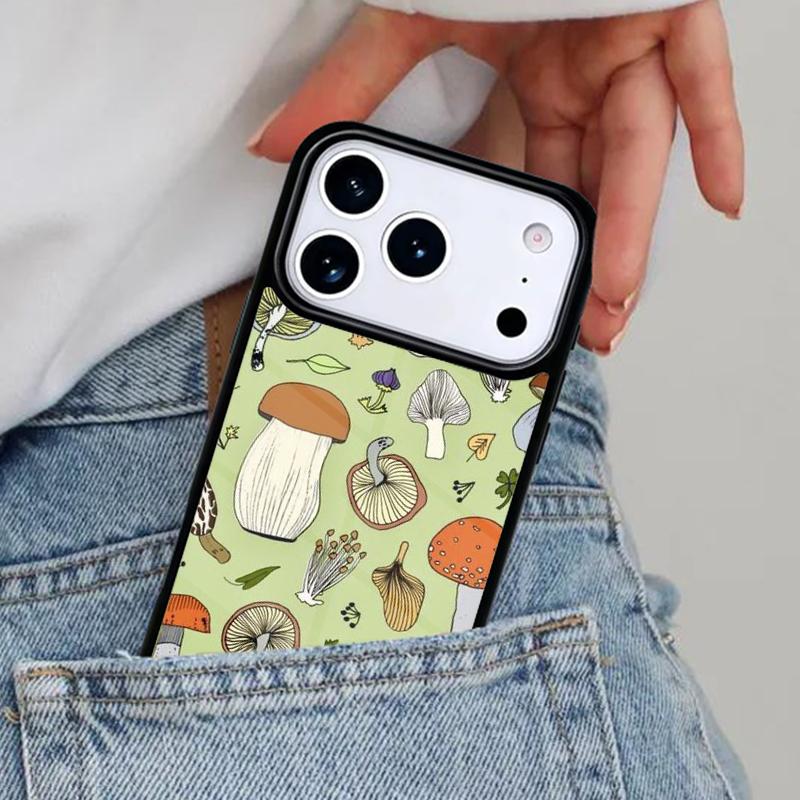 Vintage Retro Frog Mushrooms Phone Case for iPhone 17ProMax 12 13 14 15 16e 17 Pro Max Plus Air Cover