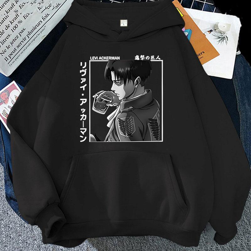 New Fashion Personality Hoodies Levi Ackerman Printing Hooded Pullover Women Men Casual Long Sleeve Sweatshirts Tops