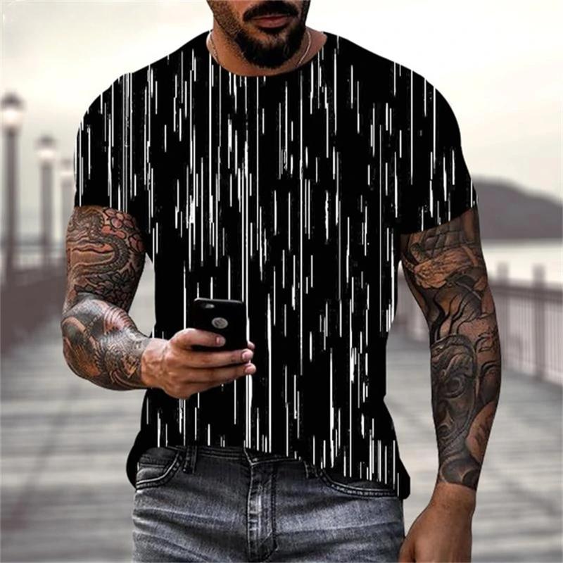 Hot Sale Black White Stripes 3D Graphic T Shirts Men Summer Y2k Tshirt Clothing Mens Fashion Harajuku Breathable O Neck Top Tees