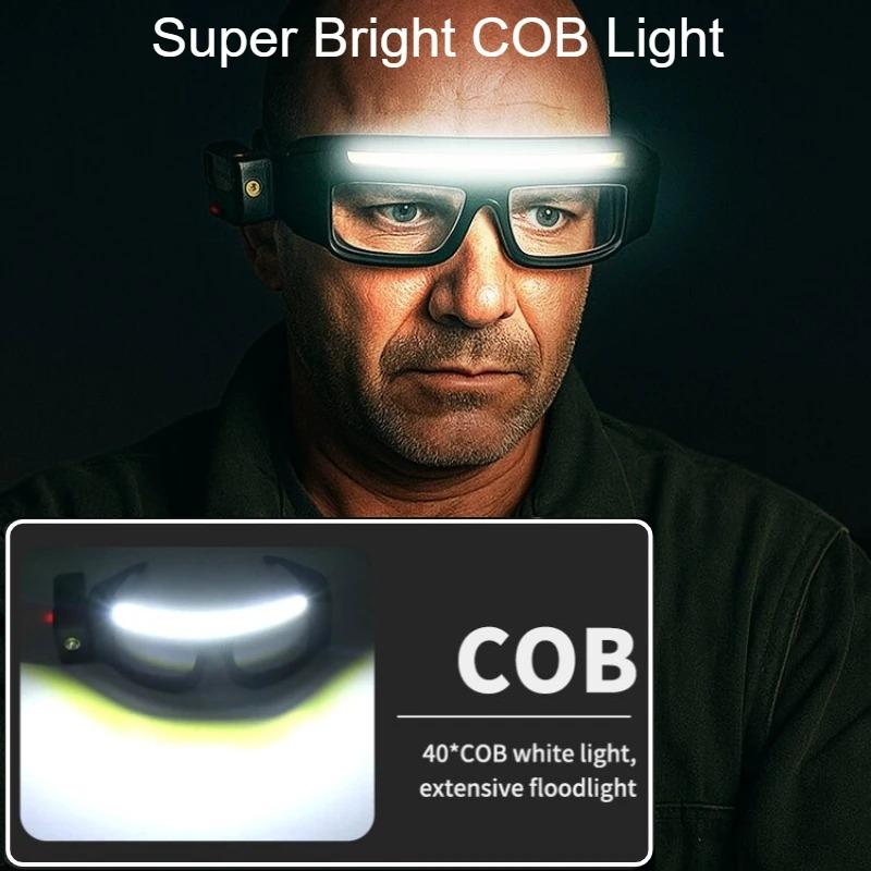 High Brightness LED Headlamp 90°Adjustable Job Site & Security Lighting 5 Modes Rechargeable Flashlight Wave Sensor Control
