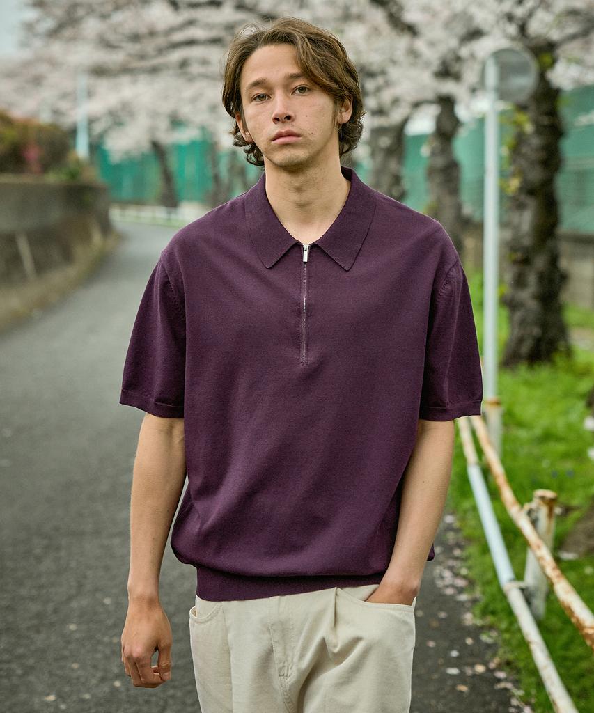 MINIMALPROJECT Linen-Like Cool Dry Half Zip Collared Short Sleeve Knit Mnt112 / 7 Colors