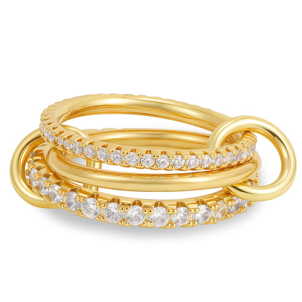 

Statement Zircon Stackable Finger Ring Engagement for Women Luxury Gold Plated Multilayer Stainless Steel Rings Wedding Zircon 6