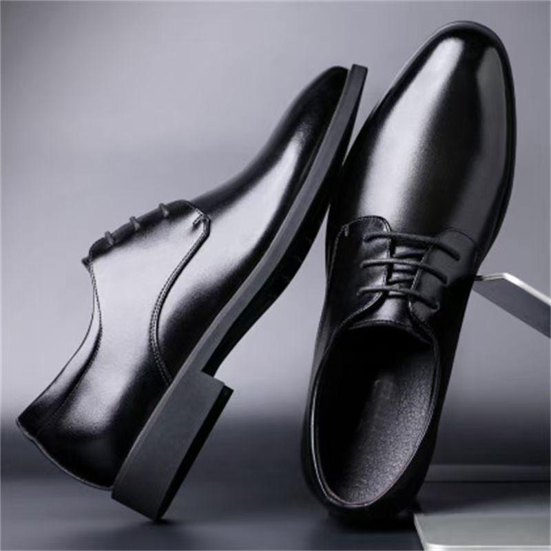 Qingyinglun casual business dress leather shoes men's shoes wedding shoes inner height increase single shoes work shoes waterproof and lightweight