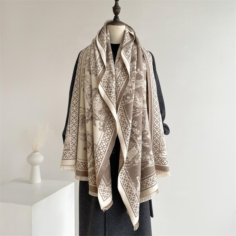 2024 Autunno/Inverno Nuovo Imitazione Cashmere Esterno Caldo Ufficio Versatile Esteso Spessa Sciarpa Aria Condizionata Stanza Scialle per le Donne