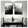 Schwarz-Weiß Baum Poster Nebelwald Landschaft Leinwandbild Wandbild Wohnzimmer Dekor Natur Drucke Kunst