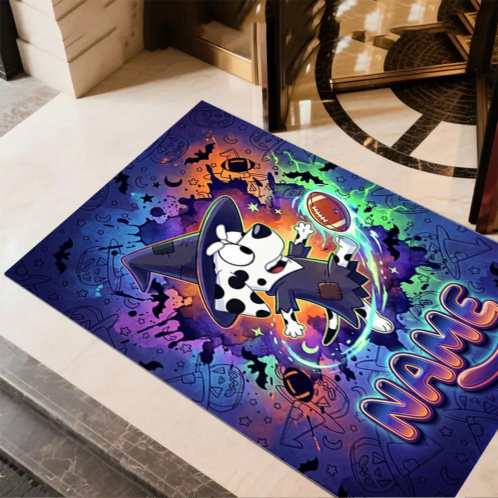 Halloween Costume Party Customize Your Name Carpet Suitable for Foyer Playrooms Kitchen Entryway Anti-slip Rug Decorate Offices Gift for Festivals
