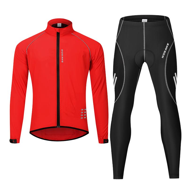 Cycling Sets WOSAWE MTB Bike Riding Jacket Gel Padded Long Pants