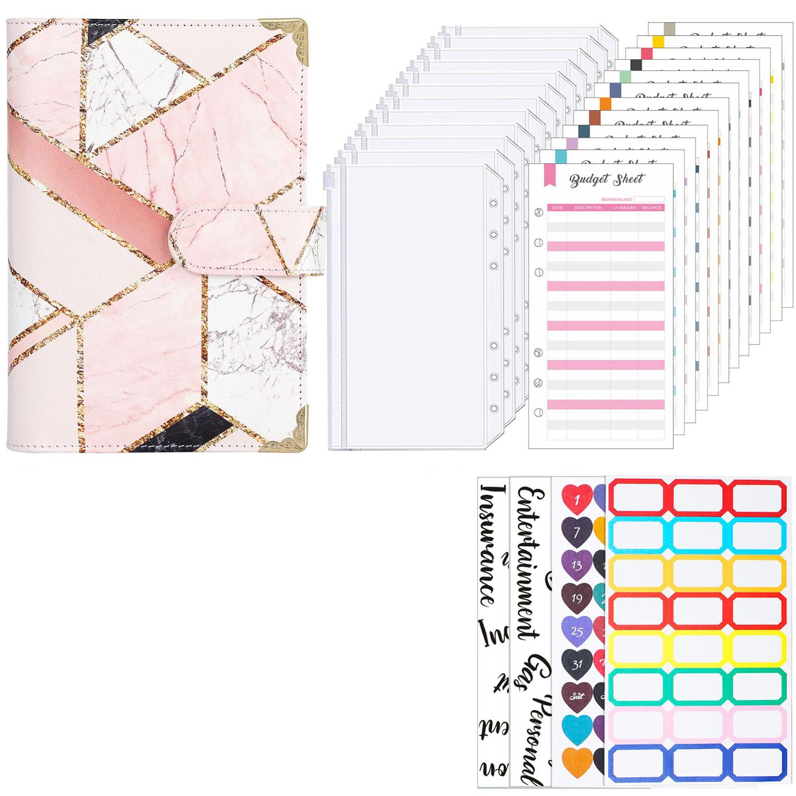 Кожаная папка-регистратор с 12 конвертами для денег 12 листами бюджета наклейками для экономии денег планировщиком бюджета 8 1439₽